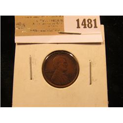 1481 _ 1909 P VDB Lincoln Cent, Red-Brown Almost Uncirculated++.