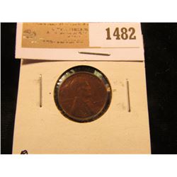 1482 _ 1909 P VDB Lincoln Cent, Brown Almost Uncirculated.