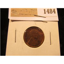 1484 _ 1909 P VDB Lincoln Cent, Brown Almost Uncirculated.