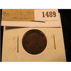 1489 _ 1912 S Lincoln Cent, VG.