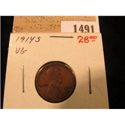 1491 _ 1914 S Lincoln Cent, VG.