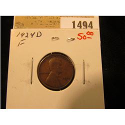 1494 _ 1924 D Lincoln Cent, Fine.