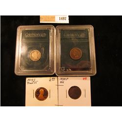 1497 _ 1903 Indian Cent & 1901 P Barber Dimne in Coin World Holders' 1939 P Lincoln Cent BU & 1978 S