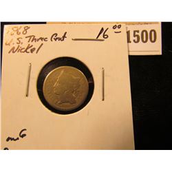 1500 _ 1868 U.S. Three Cent Nickel.