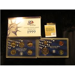 1511 _ 1999 S U.S. Proof Set, Original as issued. A nice attractive set with all coins exhibiting Ca