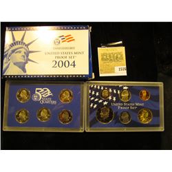 1516 _ 2004 S U.S. Proof Set, Original as issued. A nice attractive set with all coins exhibiting Ca