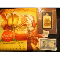 1522 _ Matted advertisement for "Voigt's Crescent Flour"; 1956 Coca-Cola Calendar with a Lovely Lady