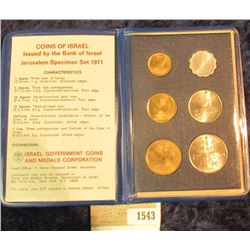 1543 _ Coins of Israel Issued by the Bank of Israel Jerusalem Specimen Set 1971. Six-pieces.