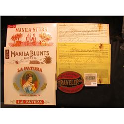 1550 _ (4) Attractive near mint condition Cigar Box labels & May 6, 1920 $75,000 Collateral U.S. Cer