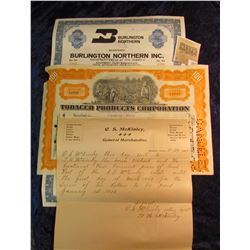 1577 _ 1897 letter on letter head "C.S. McKinley General Merch& ise"; 100 Shares "Tobacco Products C