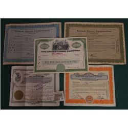 1591 _ (5) Old Stock Certificates dating back to the crash in 1929. Includes "United States Corporat