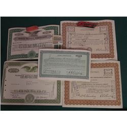1592 _ (5) Old Stock Certificates dating back to 1951. Includes "Bankers National Life Insurance Com