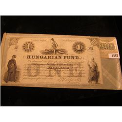 1597 _ $1 February 2nd, 1852 :Hungarian Fund Bank note. Depicts a warrior stepping on a defeated Kin