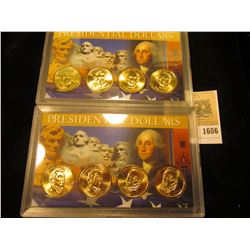 1606 _ James Monroe P & D, pair of John Quincy Adams P & D Presidential Dollars in a special case of