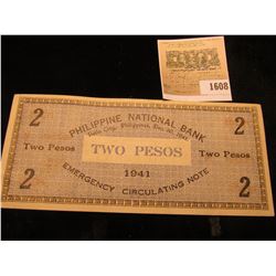 1608 _ 1941 Philippine National Bank , Iloilo City, Philippines, Dec. 20, 1941 Emergency Circulating