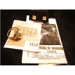 1616 _ Sterling Silver Ring with white sets, size 6; 1 Carat Cubic Zirconia with a Certificate of Ow