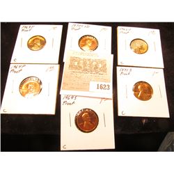 1623 _ 1962 P, 63 P 64 P, 69 S, 70 S LD, & 71 S U.S. Proof Lincoln Cents.
