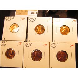 1624 _ 1962 P, 64 P, 69 S, 70 S LD, 71 S, & 73 S U.S. Proof Lincoln Cents.