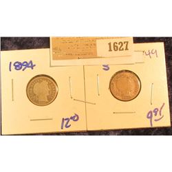 1627 _ 1894 P & 1914-S BARBER DIMES