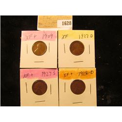 1628 _ 1909 P, 27D, S, & 28D Lincoln Cents, all Grading EF.