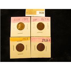 1630 _ 1909 P, 27S, 28P & D Lincoln Cents, all Grading EF.
