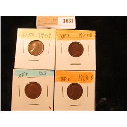 1631 _ 1909 P, 27S, 28P & D Lincoln Cents, all Grading EF.