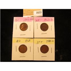 1633 _ 1909 P VDB, 27S, 28P & D Lincoln Cents, all Grading EF-AU.