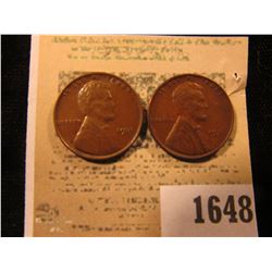1648 _ Pair of 1931 P Lincoln Cents, both Brown Almost Uncirculated.