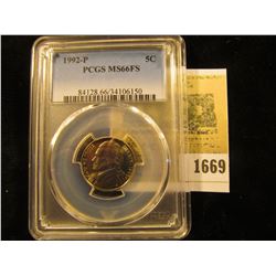 1669 _ 1992 P Jefferson Nickel PCGS slabbed MS66FS.