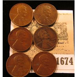 1674 _ (2) 1917 P Brown Unc, (2) 17 D VF, & (2) 18 D VF Lincoln Cents.