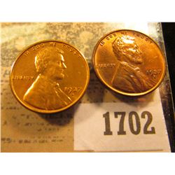 1702 _ Pair of 1937 S Lincoln Cents, Brilliant Red Uncirculated.