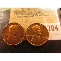 1704 _ Pair of 1936 S Lincoln Cents, Brilliant Red Uncirculated.