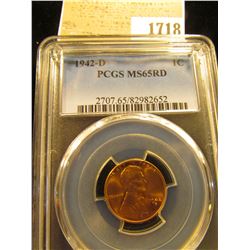 1718 _ 1942 D Lincoln Cent, PCGS slabbed MS65RD