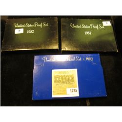 1725 _ 1981 S, 82 S, & 83 S U.S. Proof Sets. Original as issued.
