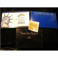 1726 _ 1981 S, 83 S, & 2005 S U.S. Proof Sets. Original as issued.