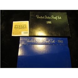 1727 _ 1981 S & 1983 S U.S. Proof Sets. Original as issued.