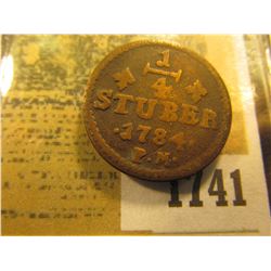 1741 _ 1784 P.M. Julich-Bery German States, KM # 205 1/4 Stuber