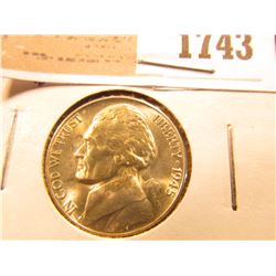 1743 _ 1945 D Blazing Beauty World War II Silver Jefferson Nickel.