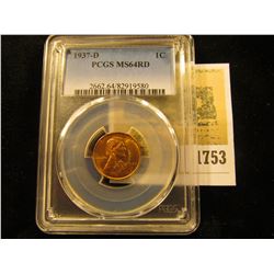 1753 _ 1937 D Lincoln Cent, PCGS slabbed MS64RD