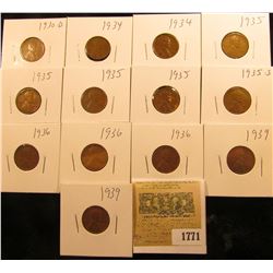 1771 _ 1930D, (2) 34P, (4) 35P, 35S, (3) 36P, & (2) 39P Wheat Cents, most are VG to Fine. All carded
