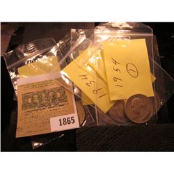 1865 _ (1) 1934P, (3) 42P, 44P, D, 54P, 57D, 58D, 61D, (5) 64P, & (7) D Silver Washington Quarters. 