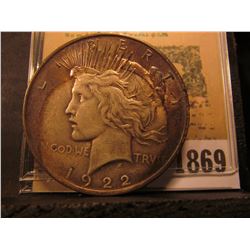 1869 _ 1922 P U.S. Peace Silver Dollar.