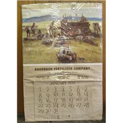 1872 _ Larger than 2' x 3' Poster Calendar with Western Scene dated 1978 from  Bausback Fertilizer C
