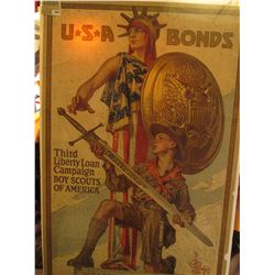 1884 _ Large Poster which Doc valued at $325 of "USA Bonds Third Liberty Loan Campaign Boy Scouts of