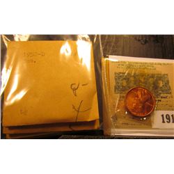 1913 _ 1951 D, 52 D, 53 D, 55 P, D, 56 D, 57 D, 58 D, & 61 D Brilliant Uncirculated Lincoln Cents.