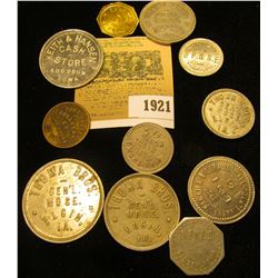 1921 _ (10) different Good For Tokens from Frannie, Wy., Audubon, Ia., Elgin, Ia., Fort Dodge, Ia., 