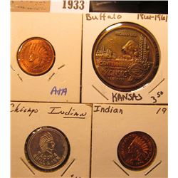 1933 _ (4) Different Indian or Buffalo related Tokens or Medals.