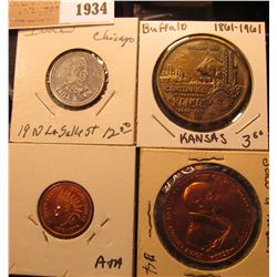 1934 _ (4) Different Indian or Buffalo related Tokens or Medals.