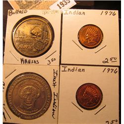1935 _ (4) Different Indian or Buffalo related Tokens or Medals.