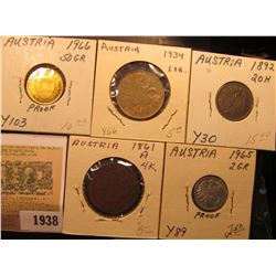 1938 _ (5) Austria Coins dating from 1861 to 1966 and includes a Proof.